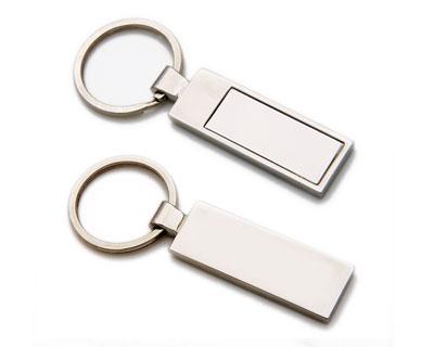 K1 Rectangular Metal Promotional Keyrings - Engraved