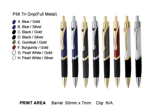 Promotional Pens </p> P56 TriGrip Metal Pen <p/>Quantity: 250