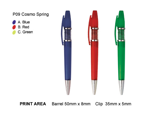 P09 Cosmo Spring Promotional Plastic Pens