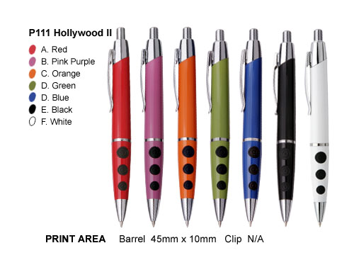 P111 Hollywood II Promotional Plastic Pens
