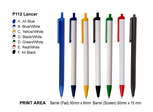 P112 Lancer Promotional Plastic Pens