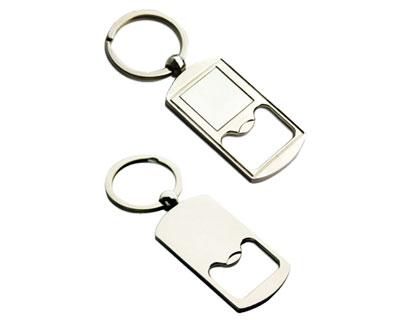 K27  Oblong Metal Promotional Keyrings Opener - Engraved