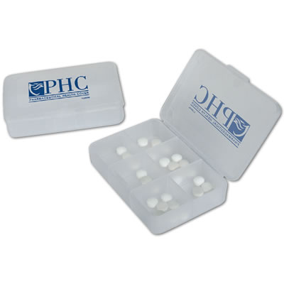 LL2004s Clear Rectangular 6 Compartment Pill  Box