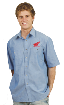 BS03S Mens Wrinkle Free Short Sleeve Chambray Shirt