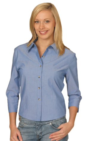 BS04 Ladies Wrinkle Free 3/4 Sleeve Chambray Business Shirts