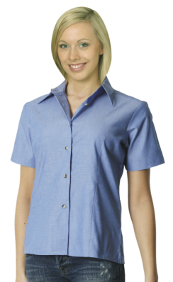 BS05 Ladies Wrinkle Free Short Sleeve Chambray Business Shirts