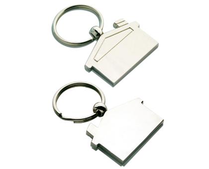 K25 House Shape Promotional  Metal Keyrings - Engraved