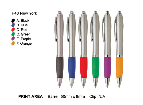 250 x New York Plastic Pens</p>Printed in one colour one side</p>Free Setup</p>ONLY $220.00</p> 6 Colours to Choose from.