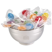 LL8404s Promotional Confectionery Lollipops in Stainless Steel Bowls