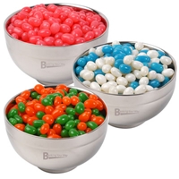 LL4860s Promotional Confectionery Corporate Colour Jelly Beans in Stainless Steel Bowls