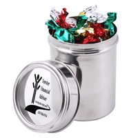 LL425s Promotional Confectionery Toffees in 12cm Stainless Steel Canisters