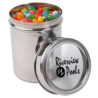 LL4842s Promotional Confectionery Assorted Jelly Beans in 12cm Stainless Steel Canisters